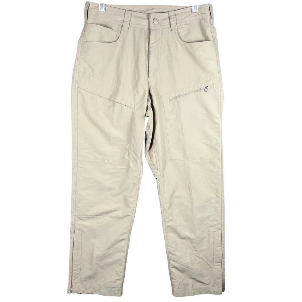 The North Face Hiking Pants Mens 30 Short Tan Nylon Technical Ankle Zip Straight